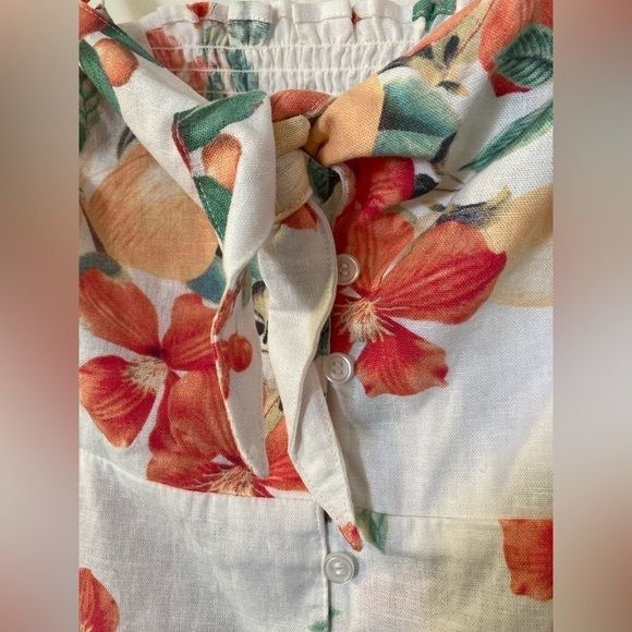 NWT Sofia Jeans by Sofia Vergara tie front peplum top linen blend fruit print M - Picture 2 of 11